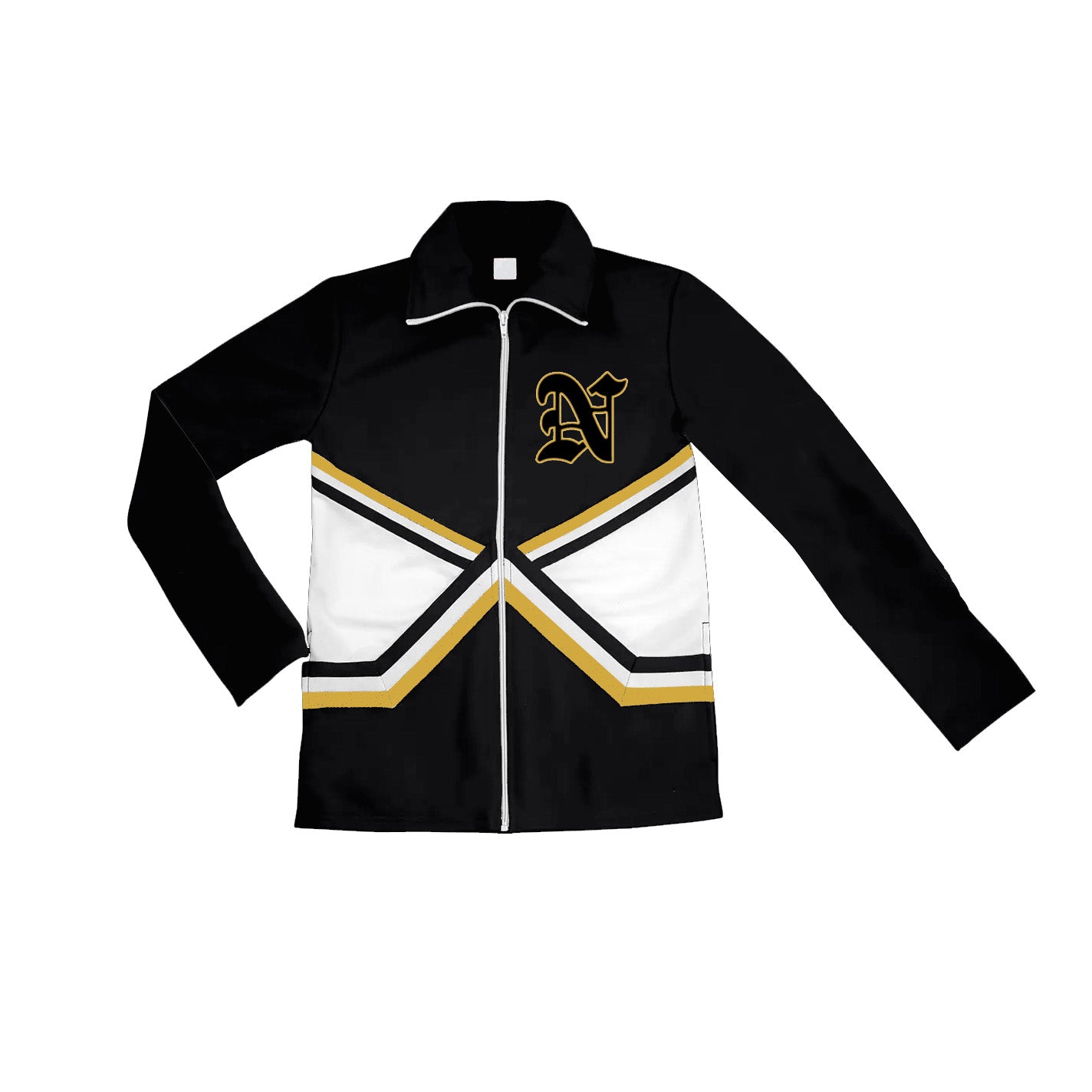 Preorder (moq 5)Baby Girls Black Long Sleeves N Print Team Zipper Jacket Top
