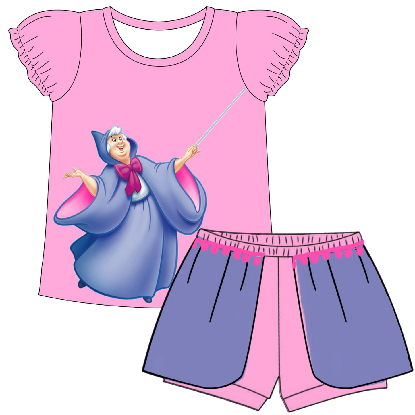 Baby Girls Witches Magic Shirt Shorts Summer Clothes Sets preorder (moq 5)