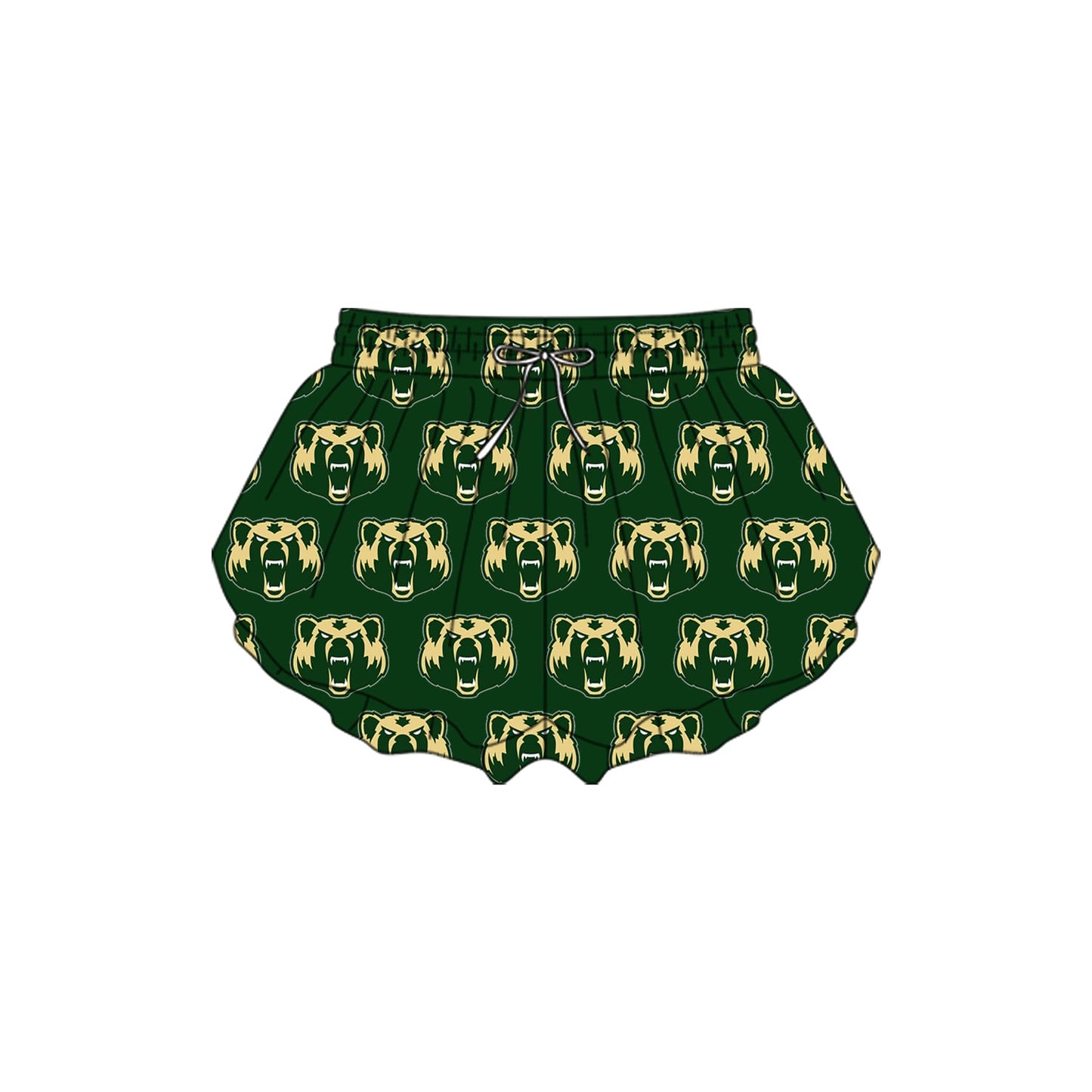 Preorder moq 5 Adult Women Dark Green Bears Yoga Shorts Bottoms