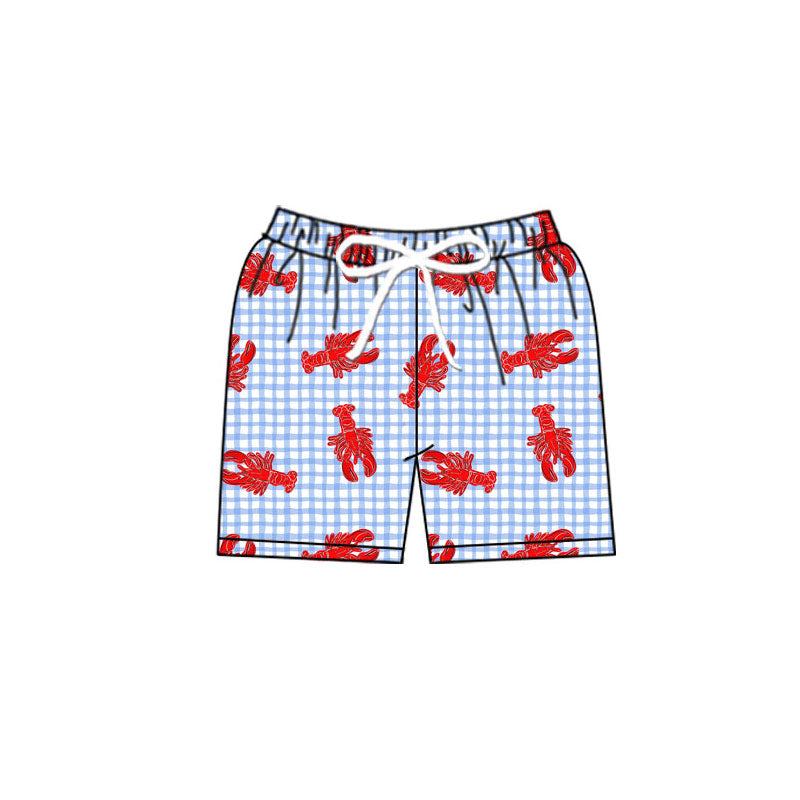 Preorder(moq 5) Baby Boys Blue Checked Crayfishes Swimming Trunks