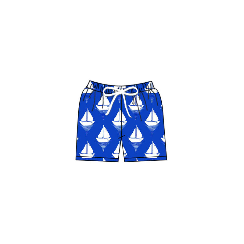 Preorder(moq 5) Baby Boys Hot Blue Boats Swimming Trunks