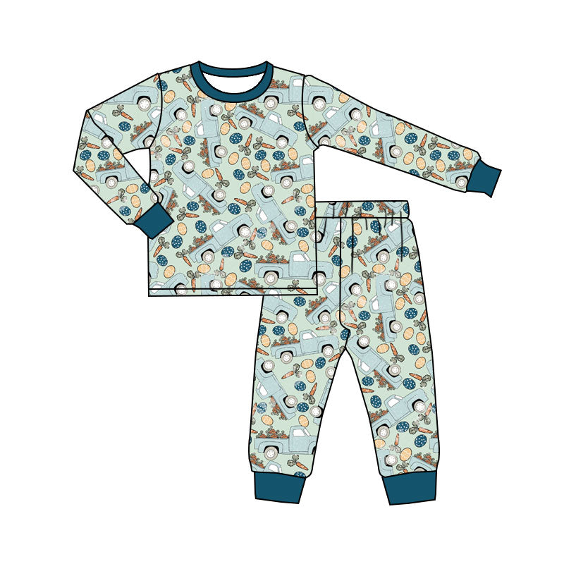 Preorder(moq 5) Baby Boys Carrots Eggs Trucks Pants Easter Pajamas Sets