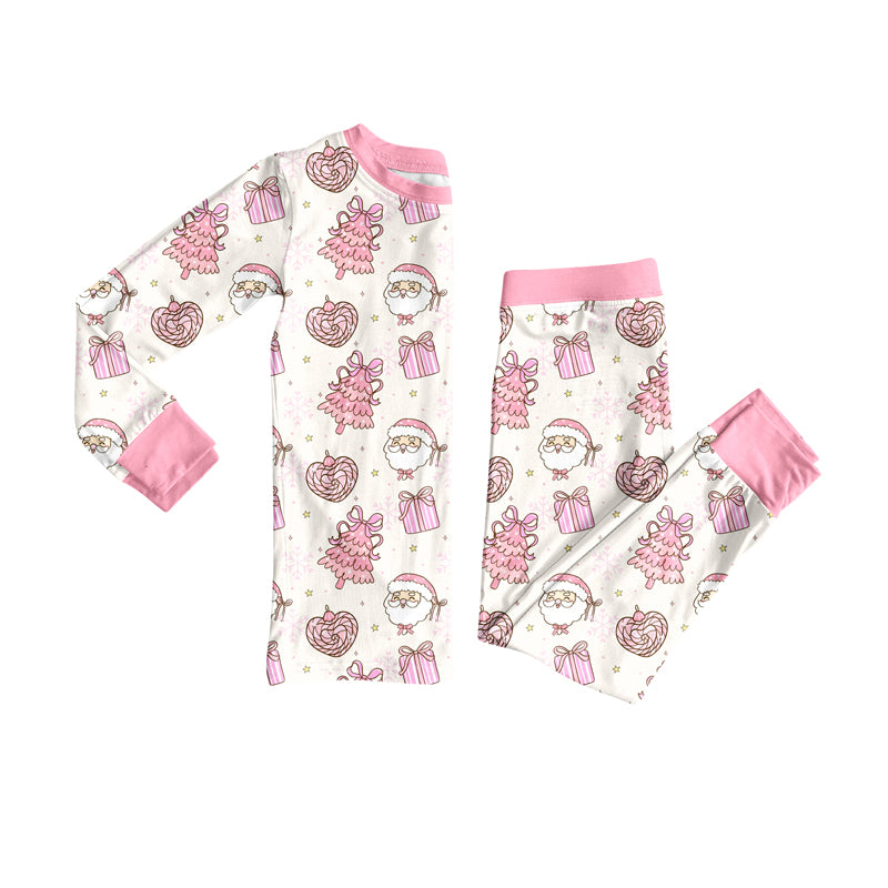 Preorder (moq 5)Baby Girls Long Sleeves Trees Santa Gifts Top Pant Pajamas Sets