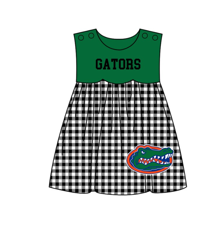 Preorder moq 5 Baby Girls Sleeveless Gators Team Knee Length Dresses