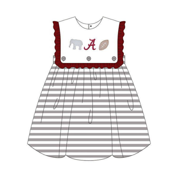 Preorder moq 5 Baby Girls Sleeveless A Elephants Team Knee Length Dresses