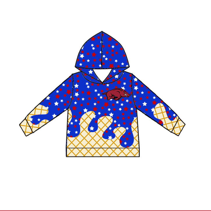 Preorder (moq 5)Baby Boys Red Bull 4th Of July Drip Team Long Sleeves Hoodies Top