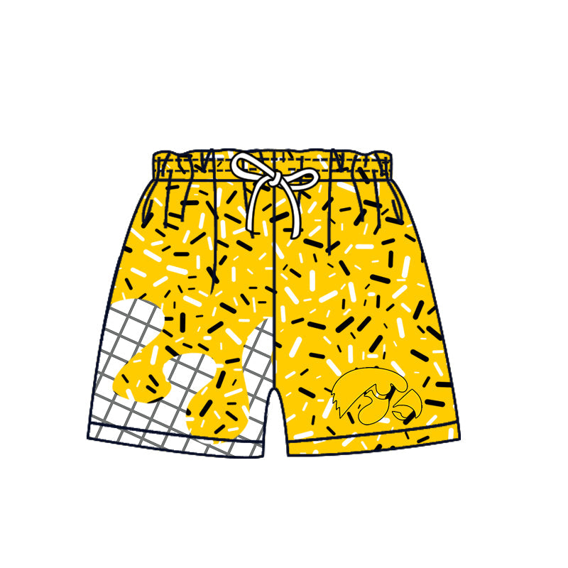 Preorder (moq 5)Baby Boys Yellow Sprinkles Drip Iowa Hawkeyes Shorts Bottom