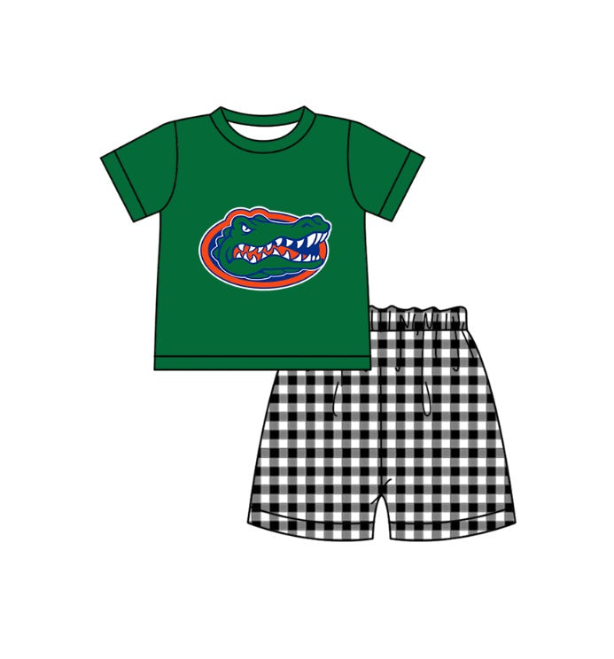 Preorder moq 5 Baby Boys Gators Top Checked Short Team Clothes Set