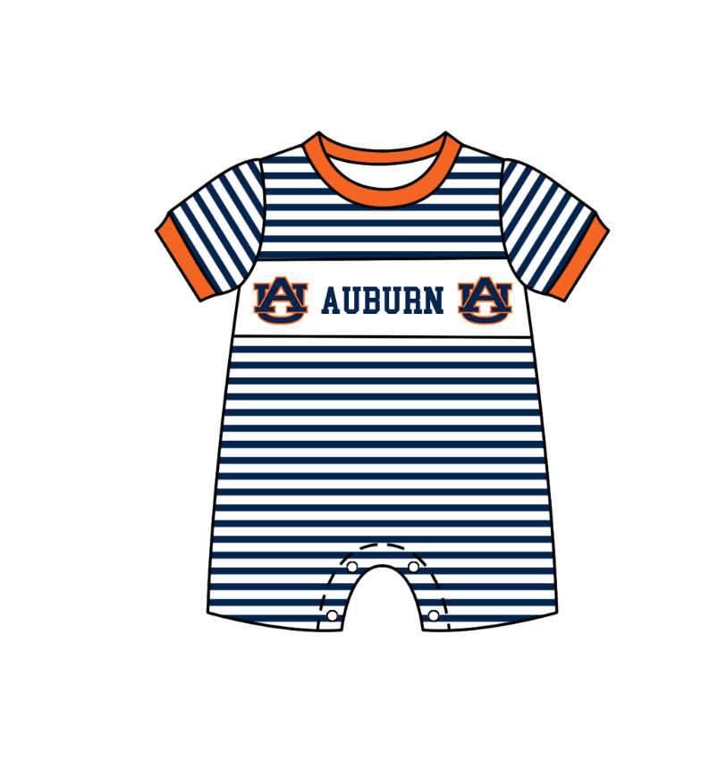 Preorder (moq 5)Baby Boys Short Sleeve AU Navy Stripe Team Rompers