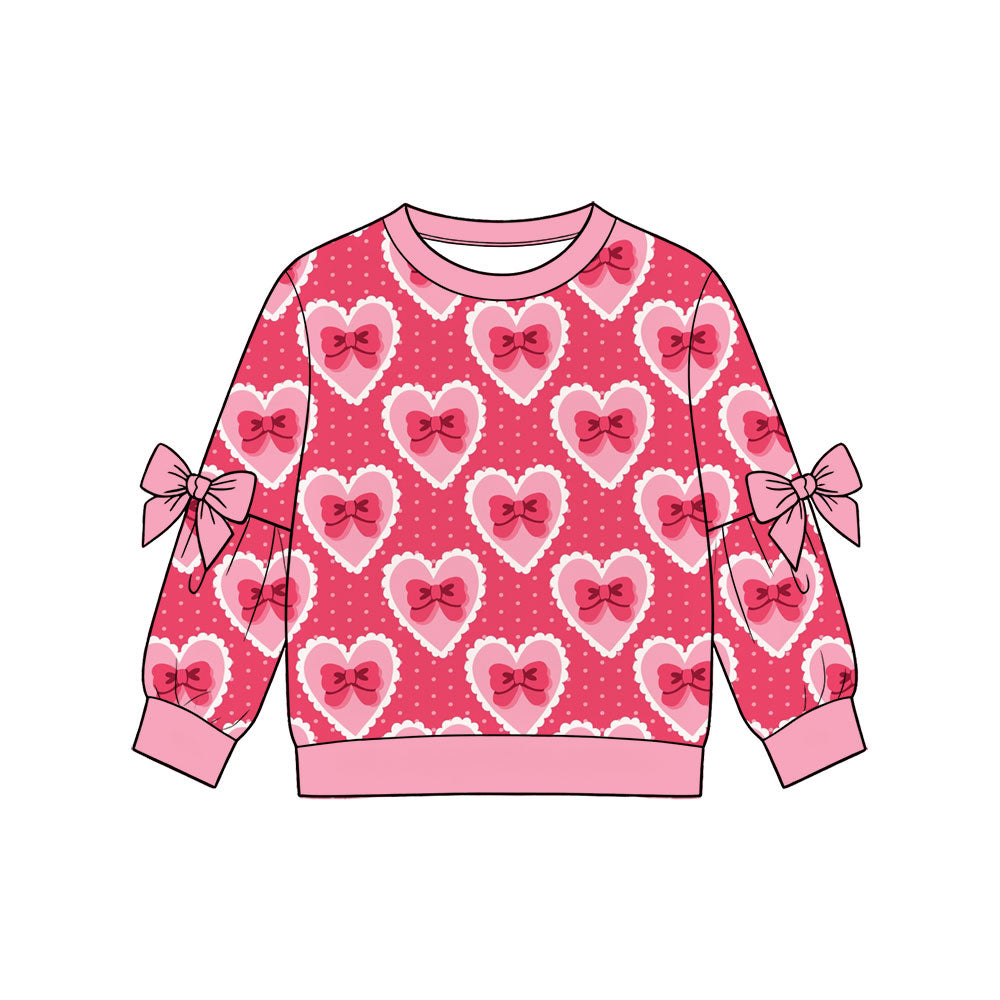 Preorder (moq 5) Baby Girls Long Sleeve Bows Hearts Valentines T-shirts Top