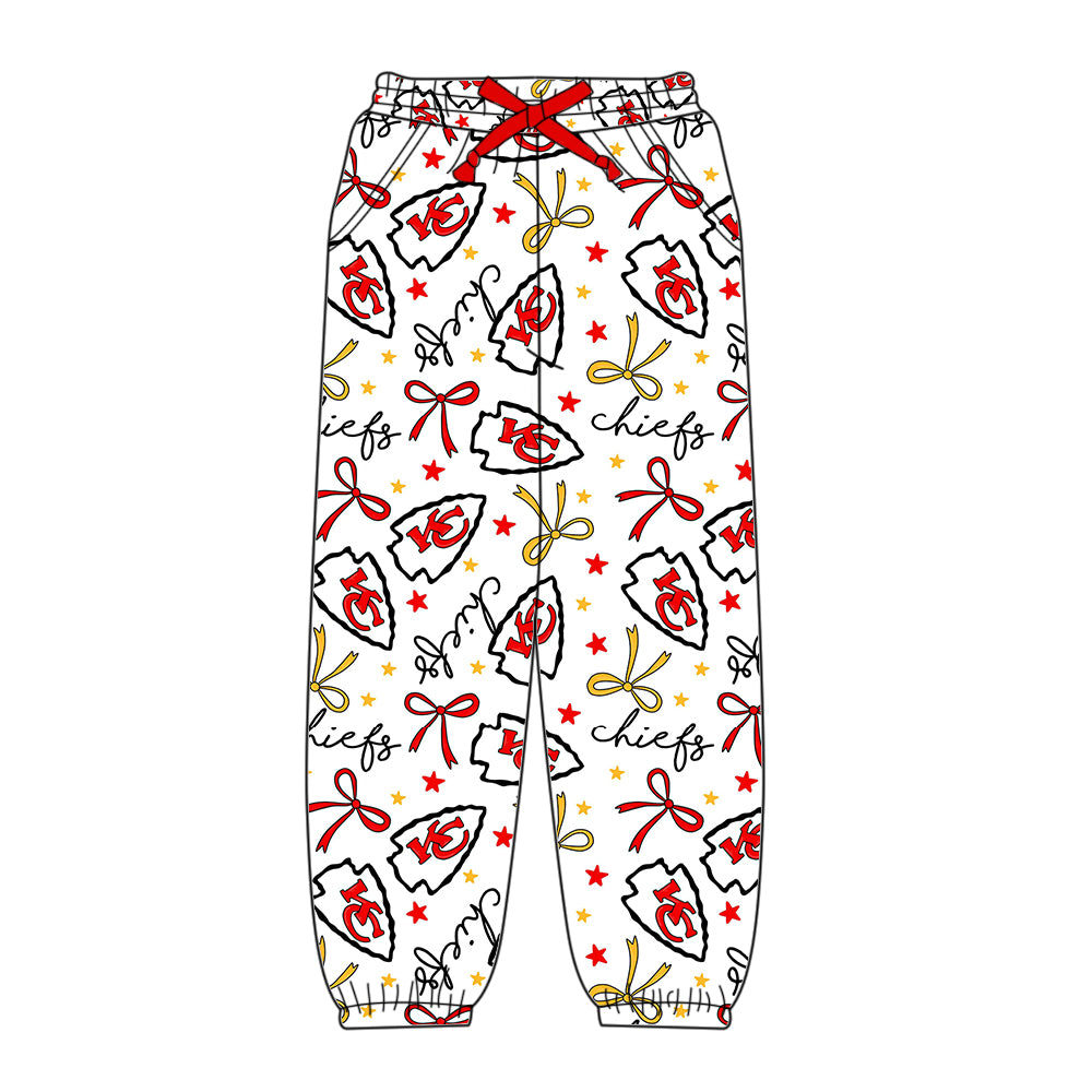 Preorder(moq 5) Adult Women Pockets Red KC Bows Stars Team Jogger Pants