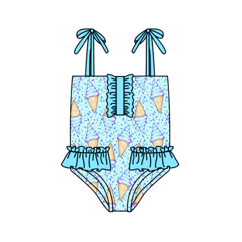 Preorder (moq 5)Baby Girls Strap Ice Creams Sprinkles Button Bummies Swimsuits