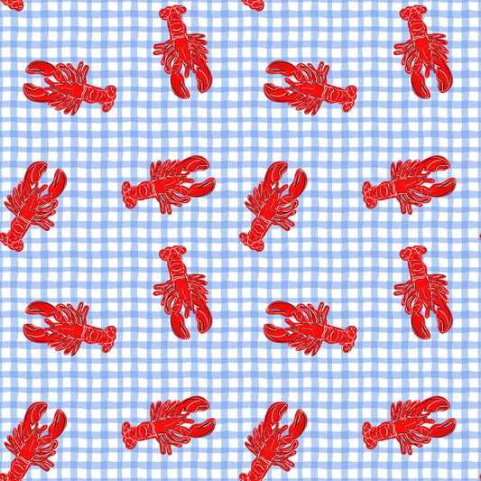 Baby Boys Blue Checked Crayfishes Zipper Rompers Preorder