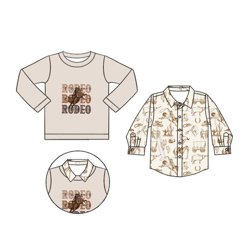 Preorder (moq 5)Baby Boys Long Sleeves Rodeos 2 Piece Shirts Top