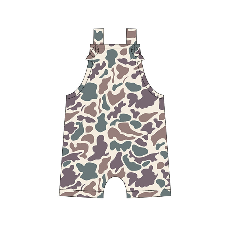 Preorder moq 5 Baby Boys Straps Grey Camouflage Rompers