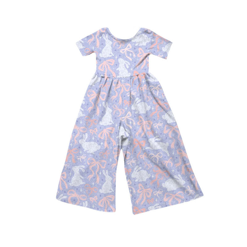 Preorder(moq 5) Baby Girls Lavender Rabbits Bows Easter Pant Jumpsuits