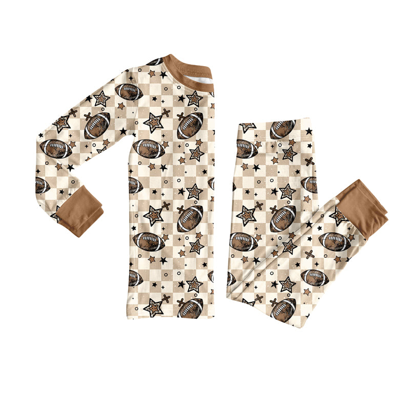 Baby Boys Footballs Stars Plaid Top Pants Team Pajamas Set Preorder