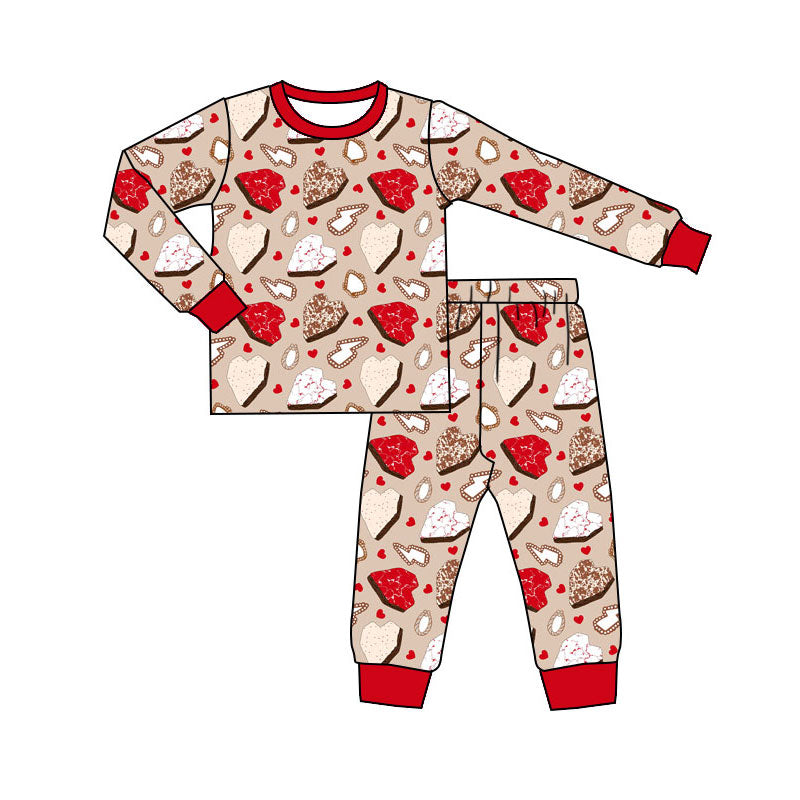 Preorder(moq 5) Baby Girls Turquoises Hearts Top Pants Western Valentines Pajamas Sets