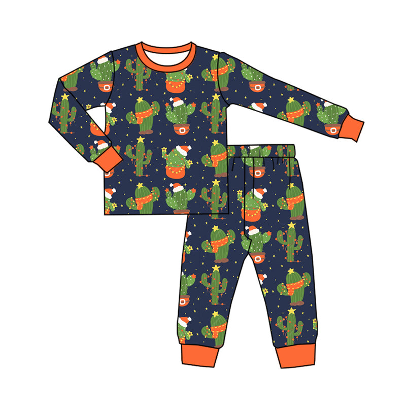 Preorder (moq 5)Baby Boys Navy Long Sleeves Cactus Hats Top Pants Pajamas Set