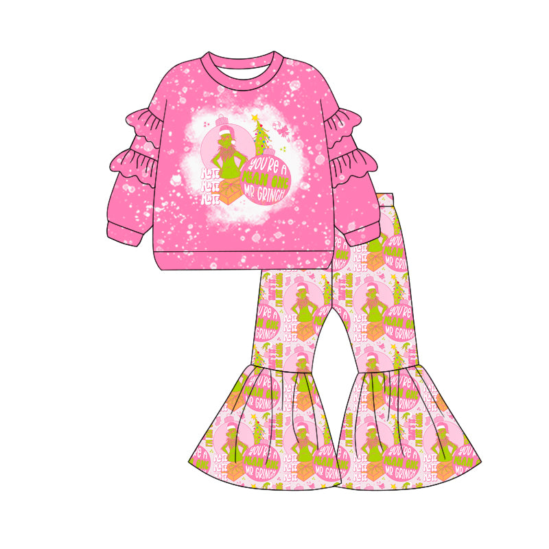 Baby Girls Valentines Frog Top Pink Bell Pants Outfits Clothes Sets preorder(MOQ 5)