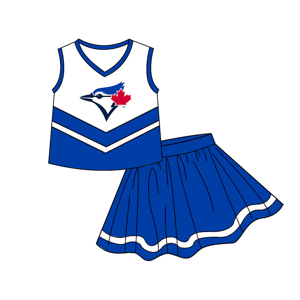 Preorder (moq 5)Baby Girls Sleeveless Totonto Blue Jays Vests Skirt Shorts Team Clothes Sets