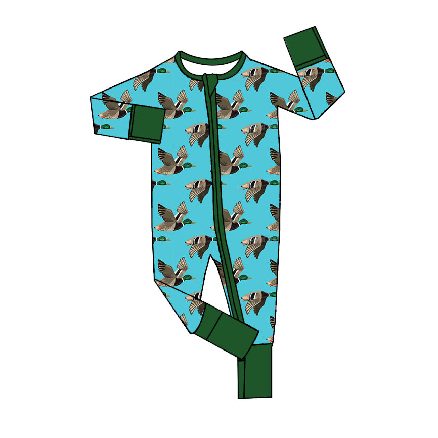 Baby Infant Boys Southern Ducks Blue Zip Rompers preorder(moq 5)