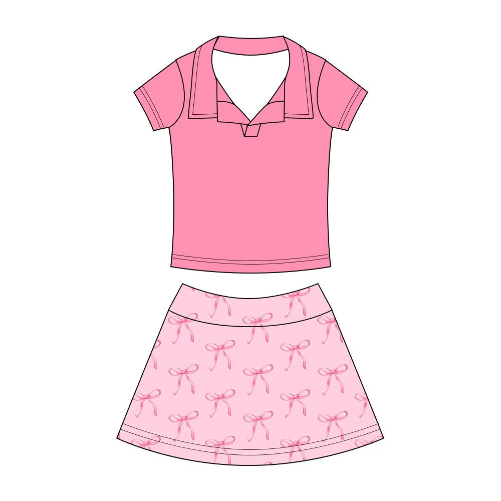 Preorder (moq 5)Baby Girls Button Pullovers Top Colorful Bows Skirt Shorts Clothes Set