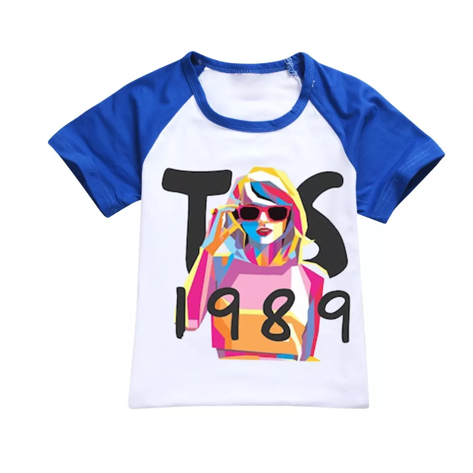Baby Girls Blue Singer 1989 Short Sleeve Raglan Tee Shirts Tops Preorder(moq 5)