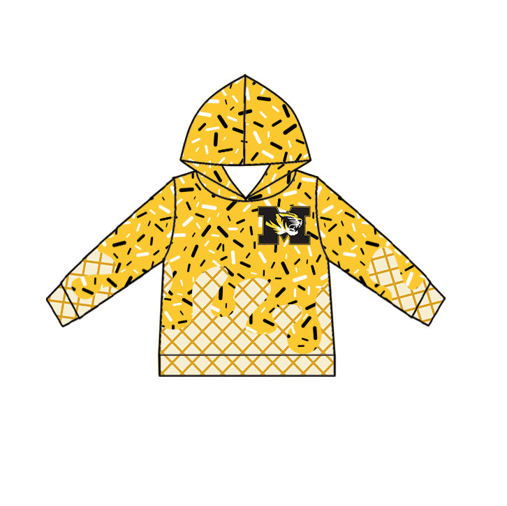 Preorder (moq 5)Baby Boys Drip Sprinkles M Tiger Team Long Sleeves Hoodies Top