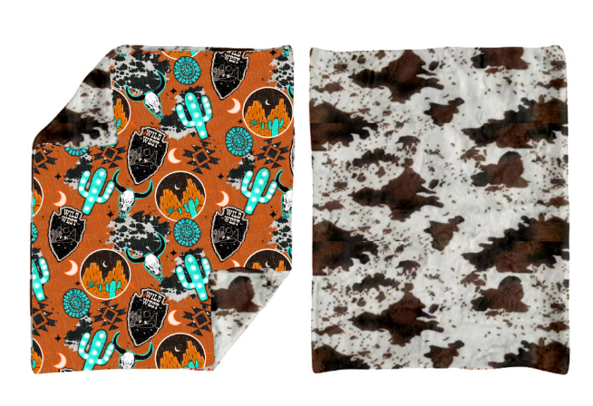USA Shop Baby Kids Cow Print Aztec Cactus Western Blankets