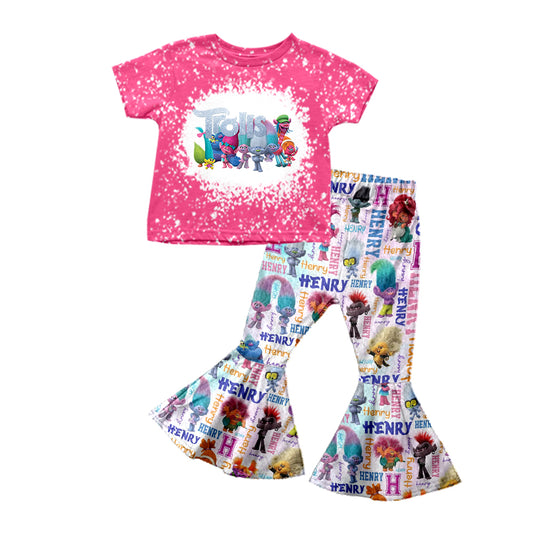 Baby Girls Cartoon Colorful Hair Tee Shirt Bell Pants Clothes Sets preorder (moq 5)