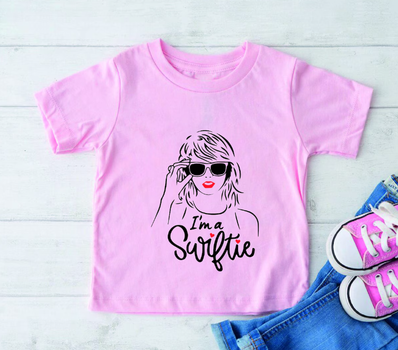 Baby Girls Short Sleeve I'm A Swifitie Summer Tee Shirts Preorder(moq 5)