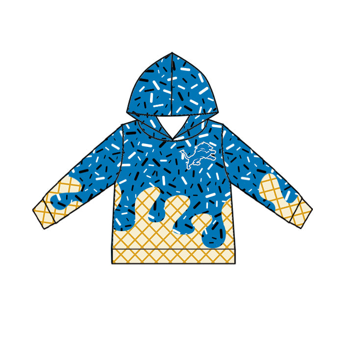Preorder (moq 5)Baby Boys Blue Drip Sprinkles Detroit Lions Team Long Sleeves Hoodies Top