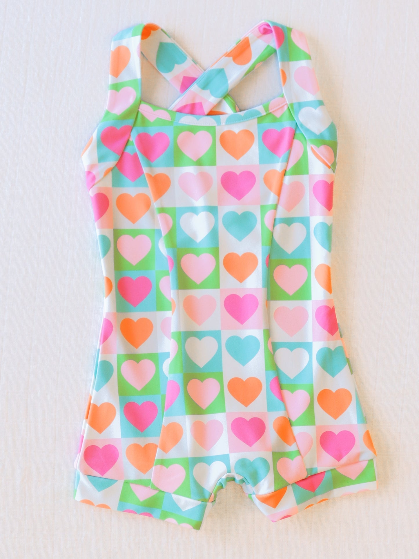 Baby Girls Colorful Hearts Straps Swimsuits Preorder (moq 5)