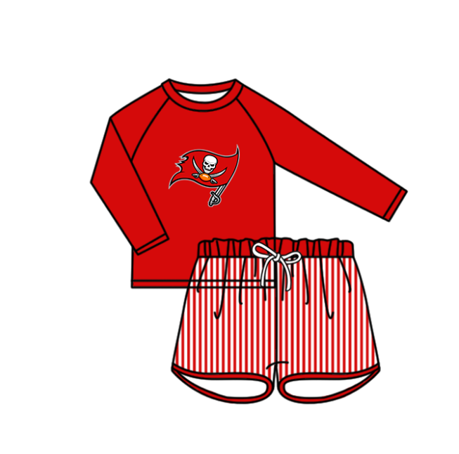 Preorder moq 5 Baby Boys Tampa Bay Long Sleeve Top Stripe Shorts Team Swimsuits
