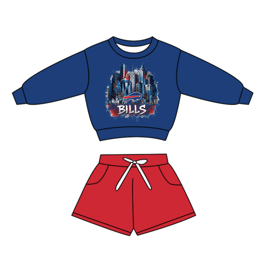 Preorder(moq 5)Baby Boys Long Sleeve Bills Top Pockets Shorts Team Clothes Sets