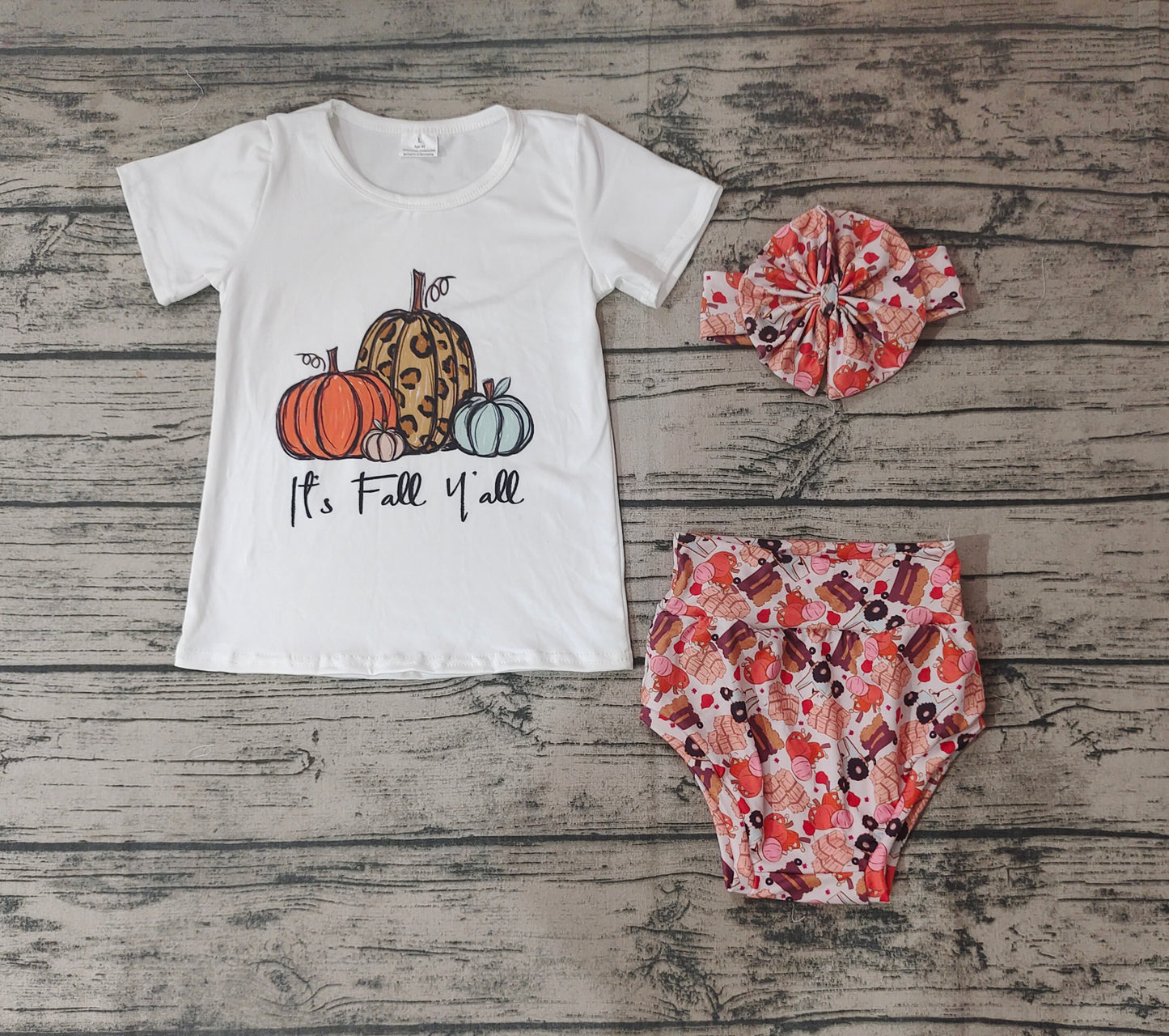 Baby Girls Fall Pumpkin Tee Shirt Thanksgiving Bummie Sets