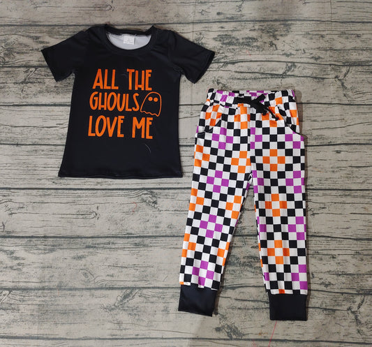 Baby Boys Halloween Ghost Checkered Pants Clothing Sets
