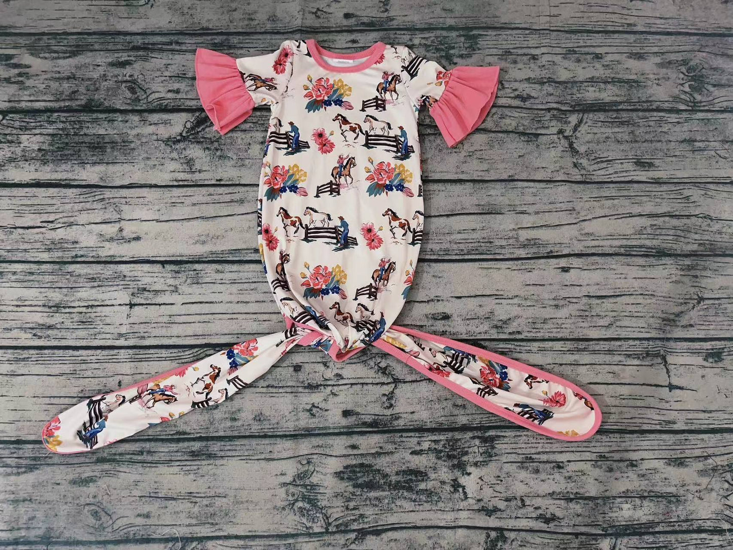 Baby Newborn Western Rodeo Short Sleeve Gowns