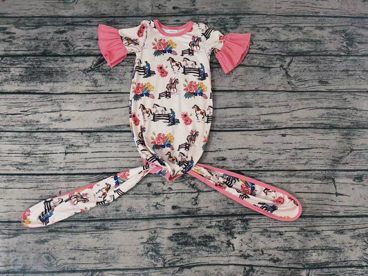Baby Newborn Western Rodeo Short Sleeve Gowns