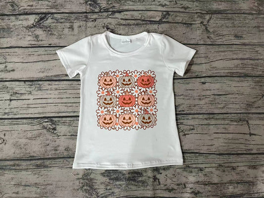 Baby Girls Flowers Pumpkin Short Sleeve Shirts Tops