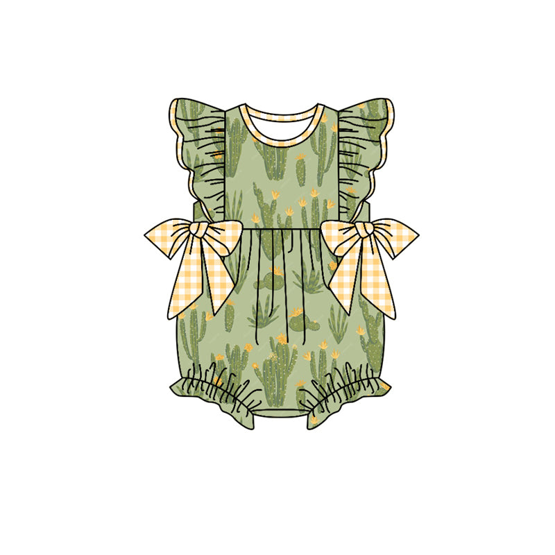 Preorder(moq 5)Baby Infant Girls Western Cactus Bows Rompers