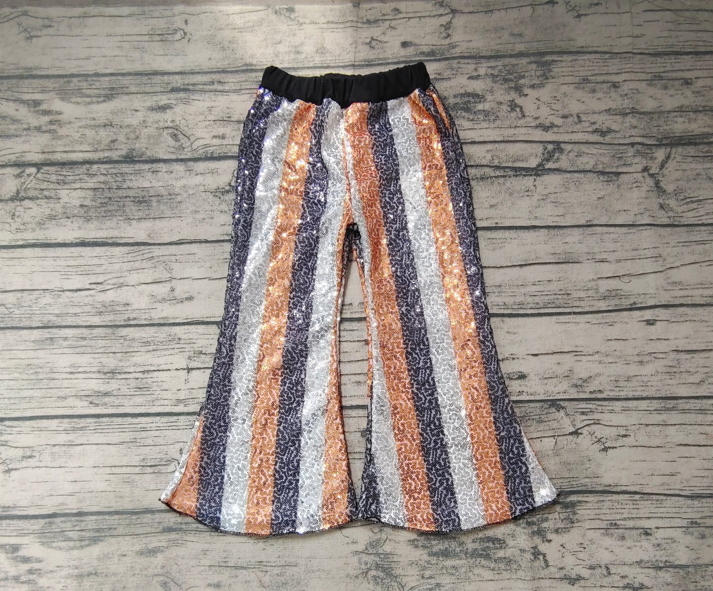 Baby Girls Black Golden Sequin Bell Bottom Pants