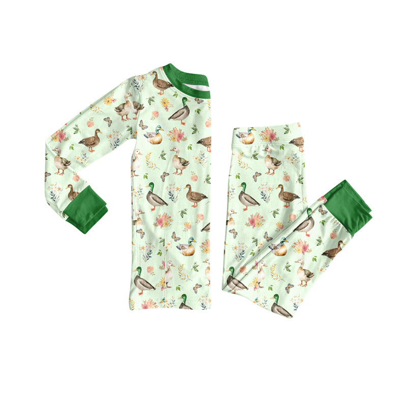 Preorder(moq 5) Baby Boys Mallard Ducks Green Top Pants Lounge Wear Pajamas Sets