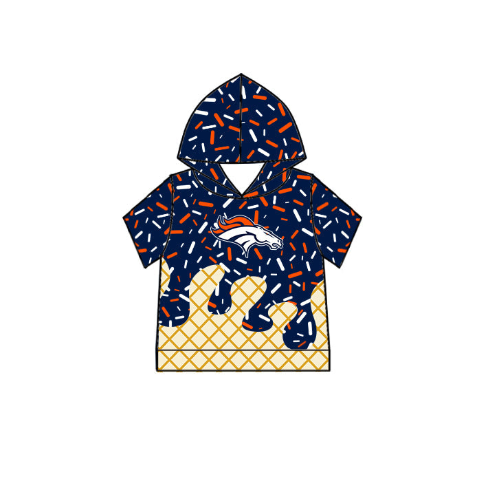 Preorder (moq 5)Baby Boys Navy Drip Sprinkles Denver Broncos Team Short Sleeves Hoodies Top