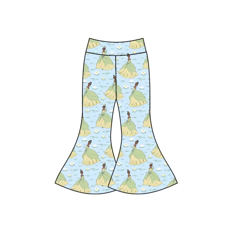 Preorder(moq 5) Baby Girls Cartoon Princesses Bell Bottom Pants Bottom