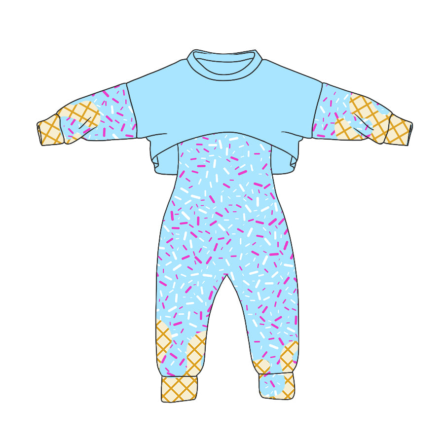 Preorder (moq 5)Baby Girls Long Sleeves Drip Shirt Top Jumpsuit 2 Piece Team Clothes Sets