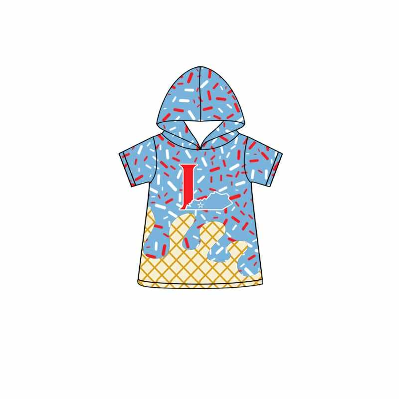 Preorder (moq 5)Baby Boys Blue Short Sleeves L Drip Team Hoodies Top