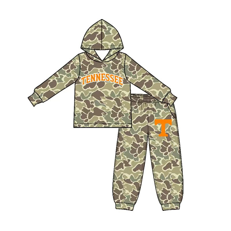 Preorder (moq 5) Baby Boy Clothes Olive Duck Camo Print Long Sleeve Hoodie Jogger Pant Set