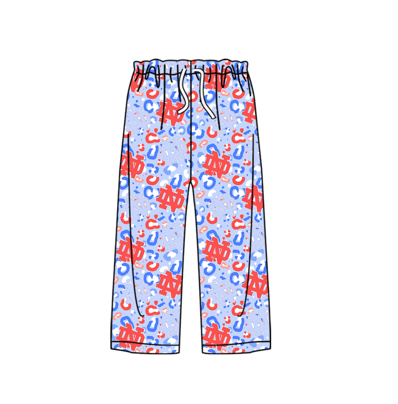 Preorder (moq 5)Baby Kids Blue ND Leopard Team Pants